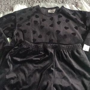 Faux velvet pants suit